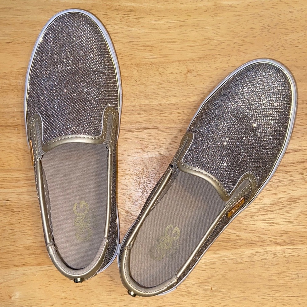 GBG Los Angeles by Guess Gollys2 Gold Mesh Slip Ons